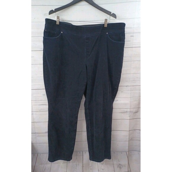 Kim Rogers Pull On Pants Corduroy Sz 22W Straight Leg Tummy Control Black - Picture 1 of 8